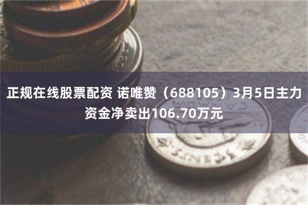 正规在线股票配资 诺唯赞（688105）3月5日主力资金净卖出106.70万元