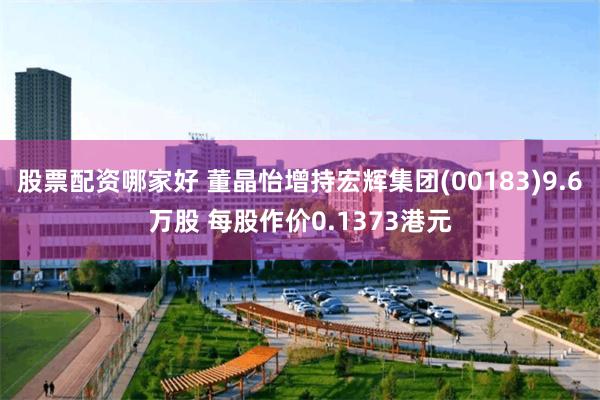 股票配资哪家好 董晶怡增持宏辉集团(00183)9.6万股 每股作价0.1373港元
