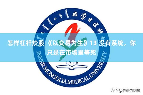 怎样杠杆炒股 《以交易为生》13 没有系统，你只是在市场里等死
