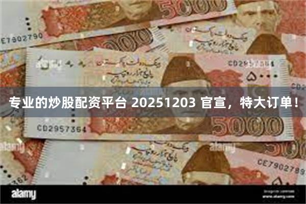 专业的炒股配资平台 20251203 官宣，特大订单！