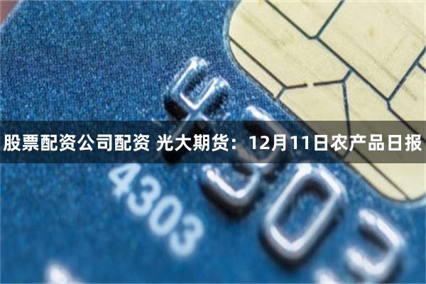 股票配资公司配资 光大期货：12月11日农产品日报